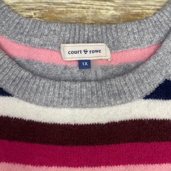 Court & Rowe Striped Merino Wool Crew Neck Sweater Womens Plus size 1X - Picture 3 of 6